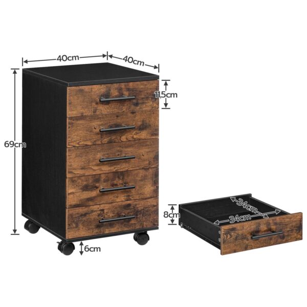 5-خزانة ذات درج, حافظة الملفات, خزانة الملفات الخشبية, مجلس الوزراء المكاتب مع الأدراج, خزانة التخزين للمكياج, للمكتب المنزلي, يذاكر, التجميع سهل, بني ريفي