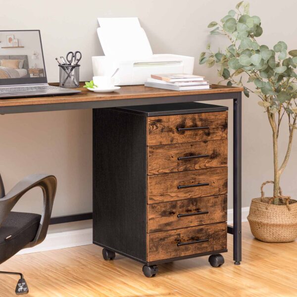 5-خزانة ذات درج, حافظة الملفات, خزانة الملفات الخشبية, مجلس الوزراء المكاتب مع الأدراج, خزانة التخزين للمكياج, للمكتب المنزلي, يذاكر, التجميع سهل, بني ريفي