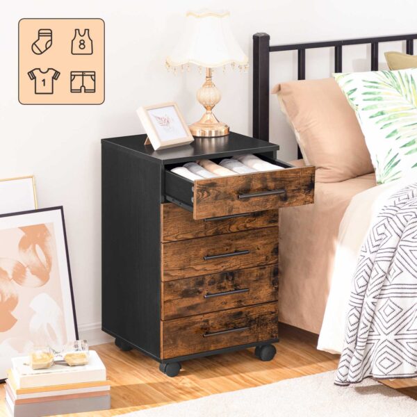 5-خزانة ذات درج, حافظة الملفات, خزانة الملفات الخشبية, مجلس الوزراء المكاتب مع الأدراج, خزانة التخزين للمكياج, للمكتب المنزلي, يذاكر, التجميع سهل, بني ريفي