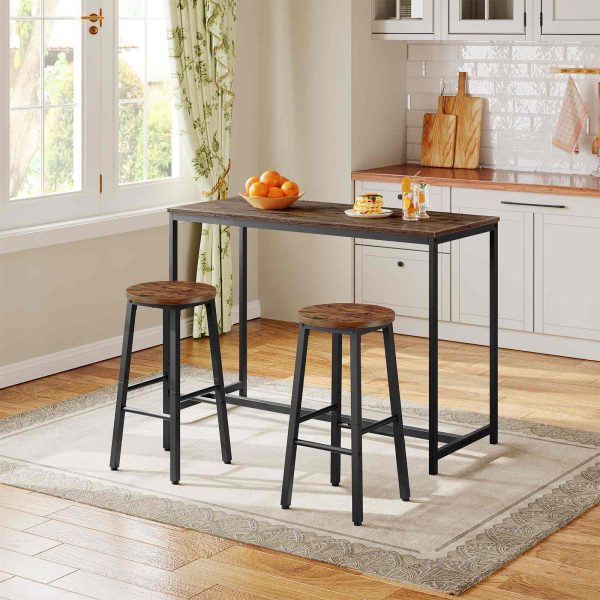Set of 2 25.8-Inch Counter Height Bar Stools, Industrial-Style Seating for Kitchen Island, Dining Room & Bar, Rustic Brown & Black Finish