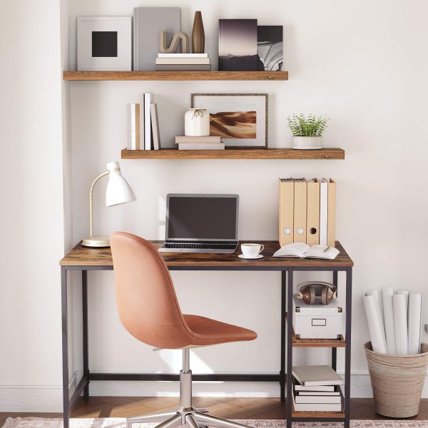 Sett med 2 Flytende vegghyller, 39.4-Inch Hanging Storage Racks with Invisible Brackets, Multi-Scenario Organizer for Bathroom, Soverom, Kjøkken, Kontor & Stue, Rustikk brun finish