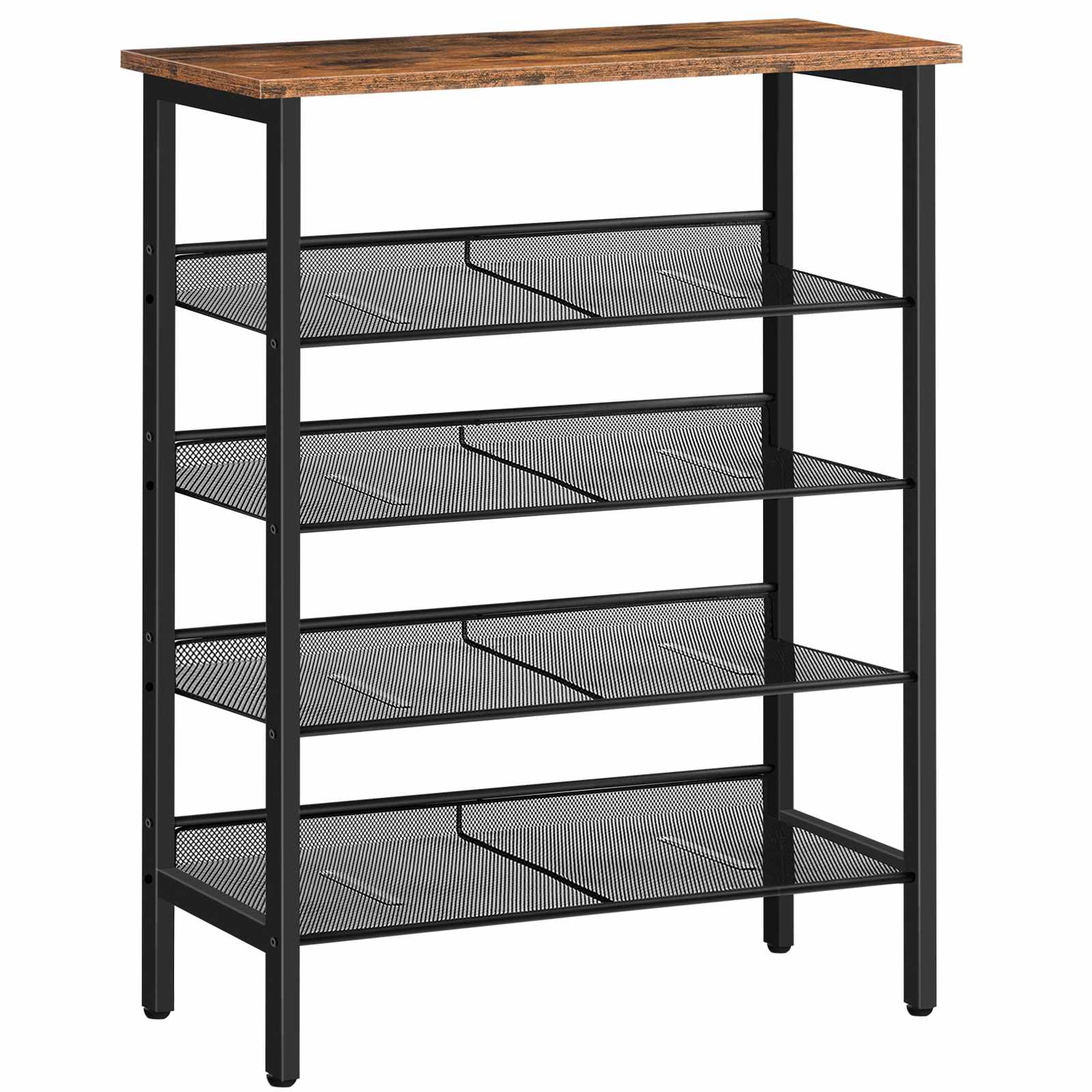 رف الأحذية, 5-وحدة تخزين الأحذية الطبقة شقة, رف منظم الأحذية القابل للتعديل المائل 12 أزواج, دائم ومستقر, للدخول, المدخل, خزانة, غرفة النوم, صناعي, بني ريفي