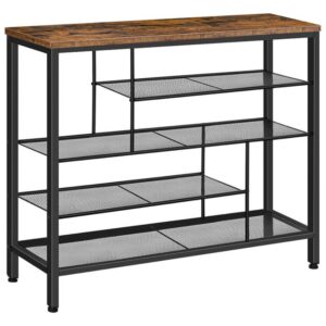 entryway shoe rack, 42.5" multifunctional shoe storage organizer for boots, high heels, large capacity, hold 20-25 pairs of shoes, industrial, rustic brown