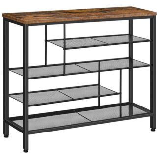 رف أحذية المدخل, 42.5" منظم تخزين الأحذية متعدد الوظائف للأحذية, الكعب العالي, سعة كبيرة, يمسك 20-25 أزواج من الأحذية, صناعي, بني ريفي