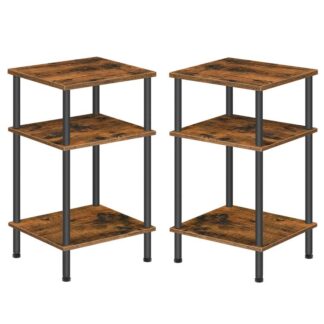 Lopputaulukko, Joukko 2, 3-Kerros korkea sivupöytä, Yöpöytä pieneen tilaan, Makuuhuoneen pöydän lisäksi, Olohuoneen sohvapöytä, Teollinen tyyli, Helppo kokoonpano maalaismainen ruskea