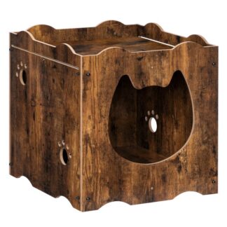 Piilotettu kissan talon huonekalut sisäänkäynnillä, monitoiminen roskaraatikon kotelo kissan pään avaamisella, Sisäkissan roskien säilytyskaappi, puinen & paksuuntunut ei-kudottu kangas, tukeva