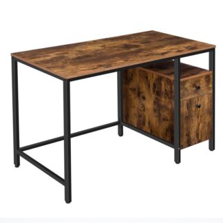 Γραφείο γραφείου, Πίνακας γραφής μελέτης, Σταθμός εργασίας στο σπίτι με συρτάρι και ντουλάπι αποθήκευσης, Vintage στυλ, Γραφείο παιχνιδιού, Σταθερό Μεταλλικό Πλαίσιο, Εύκολο στον καθαρισμό, Ρουστίκ καφέ