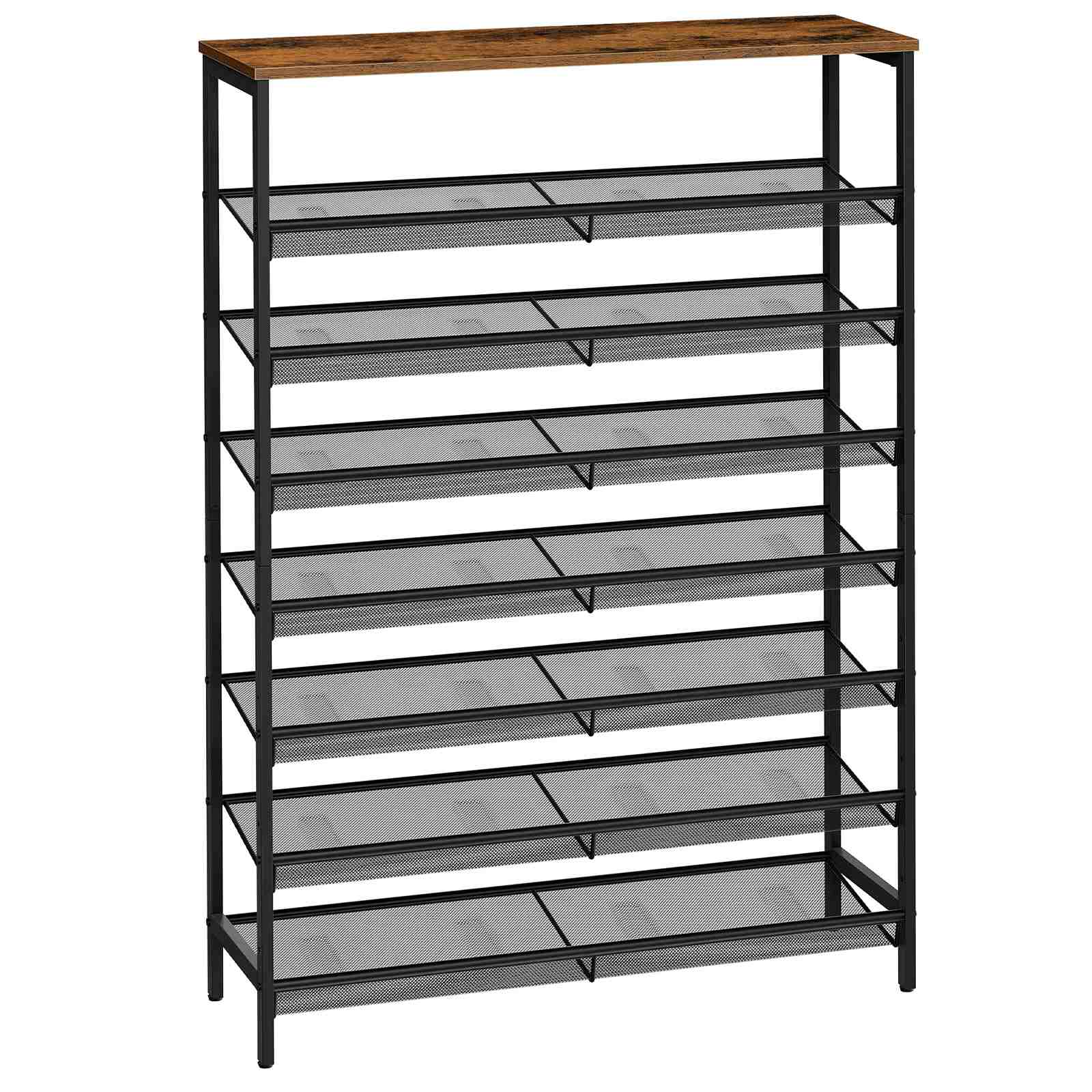 8-رف أحذية ذو سعة كبيرة, منظم تخزين معدني ثابت مع مسطح قابل للتعديل & رفوف مائلة, يستوعب 28-35 أزواج, تصميم لتوفير الفضاء - صورة 2