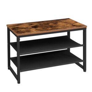shoe rack, shoe bench with seat, 3 tier shoe rack, bench, shoe cabinet, lightweight and robust, for entrance, living room, industrial design