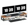 Dual Monitor Stand Riser, 39-Inch Large-Surface Monitor Elevation Shelf for 2 Monitors, Multi-Functional Desk Organizer for Office Workspace & Accessories, Rustic Brown & Black