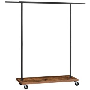 standard rod garment rack, extensible clothing rack, rolling clothes organizer with lockable wheels, hanging rack for clothes, shoes, portable wardrobe, industrial style