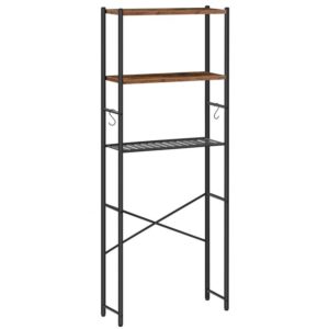 Over The Toilet Storage Rack, 3 Tier Bathroom Organizer Over Toilet, Freestanding Bathroom Space Saver with Adjustable Shelves, Easy to Assemble, Stable and Sturdy, Rustic Brown