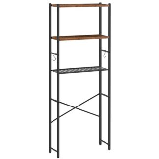 Über dem Toilettenregal, 3 Etagen-Badezimmer-Organizer über der Toilette, Freistehender Platzsparer im Badezimmer mit verstellbaren Regalen, Leicht zusammenzubauen, Stabil und robust, Rustikales Braun