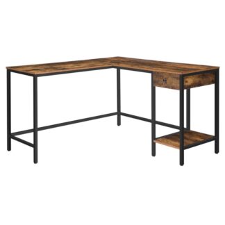 γωνιακό γραφείο, Γραφείο υπολογιστή σχήματος L με συρτάρι και ράφια, πίνακας υπολογιστή με χώρο για 2 υπολογιστές, τραπέζι γραφείου, τραπέζι παιχνιδιού, ισχυρή και σταθερή, Εύκολη συναρμολόγηση