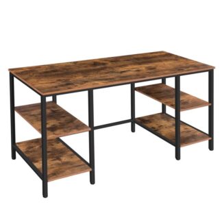 počítačový stôl, Pracovná stanica v kancelárii s 2 ľavé a pravé úložné police, 53.9 x 21.7 x 29.5 STURY PC Desk, veľké a stabilné, herný stôl pre kanceláriu, štúdium, rustikálny hnedý