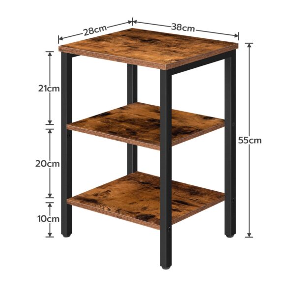 2-Piece End Table Set, Rustic Brown 3-Layer Storage Nightstands, Industrial Farmhouse Side Tables for Small Spaces, Гостиная & прихожая, Стабильная рама, Легкая сборка