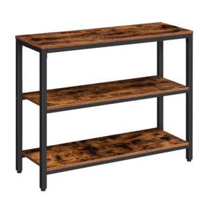 Console Table, 3 Tiers Sofa Table with Storage Shelves, Hallway Table and Sideboard in Entryway, Living Room Corridor, Easy Assembly, Industrial, Rustic Brown