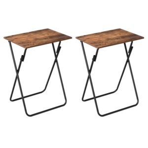 folding tv tray table, sofa snack table, side table for small space, foldable coffee stand, laptop end table, beverage table, for living room, bedroom, kitchen, rustic brown