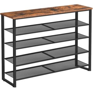 shoe rack, 5-tier shoe storage unit, shoe organizer shelf for 20-25 pairs, saving space, durable and stable, for entryway, hallway, closet, dorm room, industrial, rustic brown