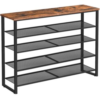 schoenenrek, 5-Laagschoenopslageenheid, schoenorganisator plank voor 20-25 paren, ruimte besparen, duurzaam en stabiel, Voor ingang, gang, kast, slaapzaal, industrieel, rustiek bruin