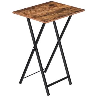 طاولة تلفزيون قابلة للطي, صينية التلفاز, طاولة وجبات خفيفة ثابتة للمساحة الصغيرة, طاولة جانبية للأريكة المحمولة, سهولة التجميع والتخزين, مثالية للوجبات الخفيفة والوجبات في غرفة المعيشة, ريفي البني والأسود