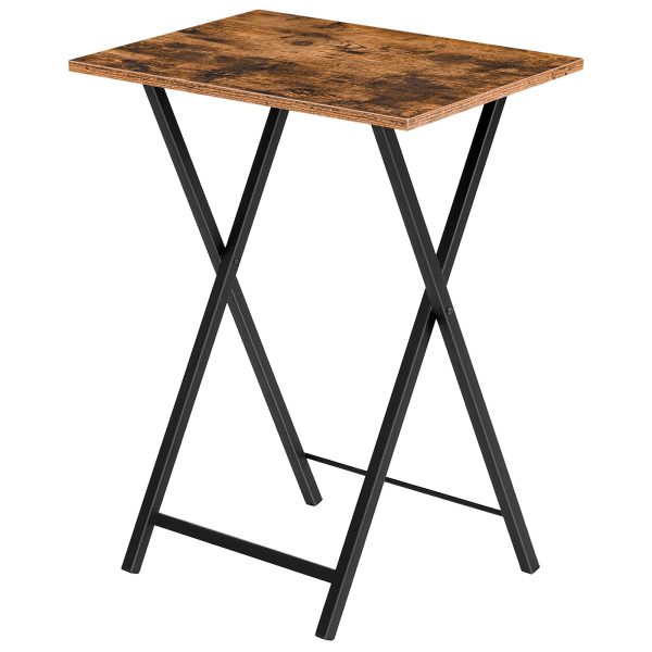 Πτυσσόμενο τραπέζι δίσκου τηλεόρασης, Ρουστίκ καφέ & Τραπέζι σνακ στάβλο μαύρο για μικρούς χώρους, Φορητό τραπέζι καναπέ, Εύκολο στη συναρμολόγηση και αποθήκευση, Κατάλληλο για σνακ και γεύματα στο σαλόνι