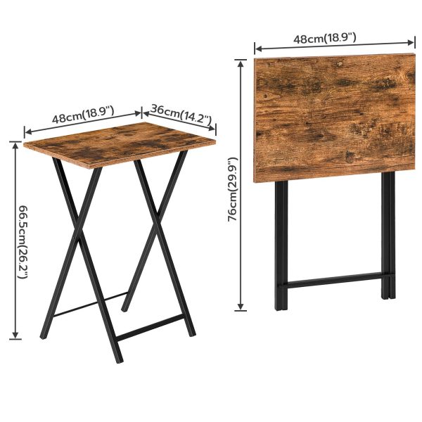 Klappbarer TV-Tablett, Rustikales Braun & Schwarzer stabiler Snacktisch für kleine Räume, Tragbarer Sofa-Beistelltisch, Einfach zu montieren und zu lagern, Geeignet für Snacks und Mahlzeiten im Wohnzimmer