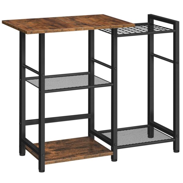 HOOBRO Baker's Rack, Kitchen Storage Rack, Microwave Stand Kitchen Island with 6 Hooks, 5 Shelves Industrial Standing Coffee Bar Station, Rustic Brown and Black