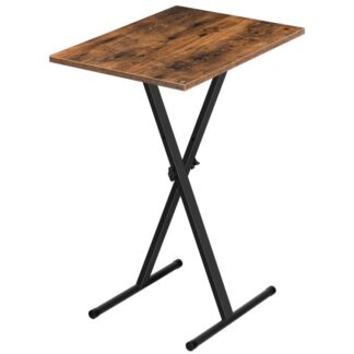 side table height adjustable, folding tv tray table, tv dinner table for eating, small folding table, foldable coffee snack table for small spaces, living room, bedroom, rustic brown