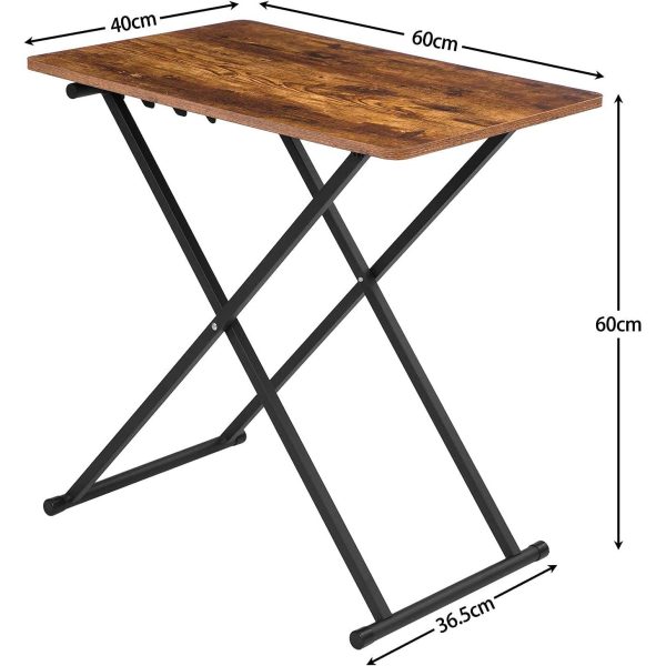 Oversized Folding TV Tray Table, Height-Adjustable, Portable Snack & Laptop Table, Extra-Large Tray for Bed, Sofa, Living Room and Bedroom, Rustic Brown