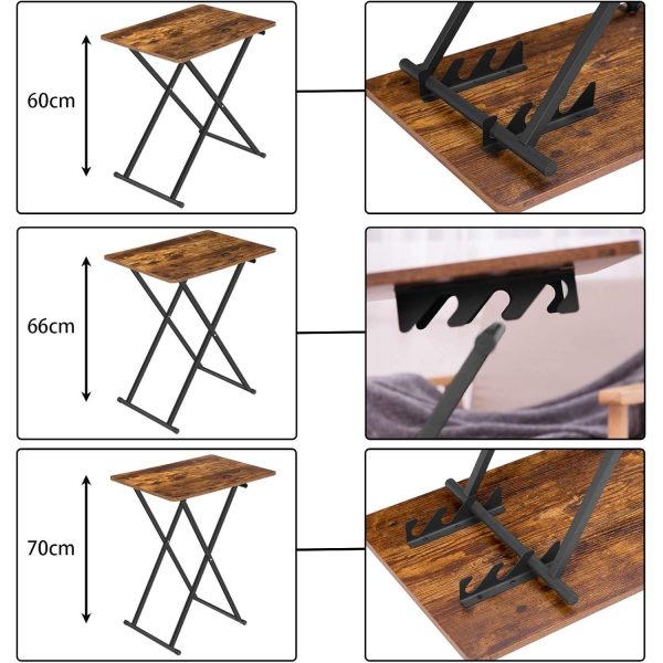 Oversized Folding TV Tray Table, Height-Adjustable, Portable Snack & Laptop Table, Extra-Large Tray for Bed, Sofa, Living Room and Bedroom, Rustic Brown