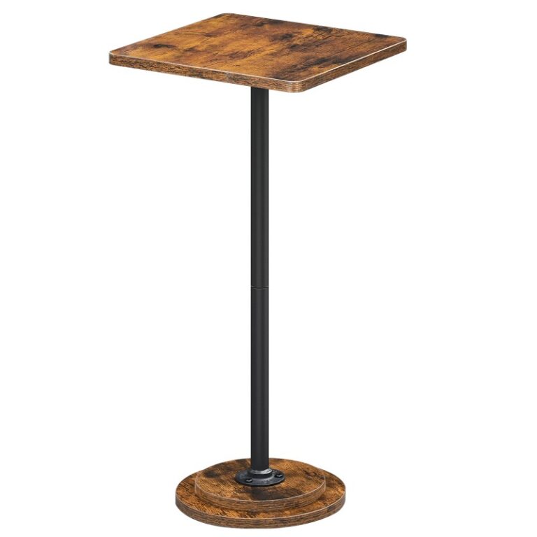 Tavolino rustico bere bevanda marrone, Tavolino di fine accento con piedistallo per piccoli spazi in soggiorno, Camera da letto, Divano divano, Montaggio semplice