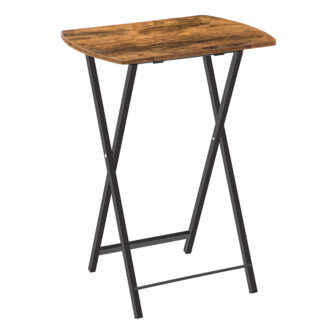 TV -tarjotin, taitettava välipalapöytä, tv pöytä, kaareva työpöydän kannettava pöytä pienelle tilalle olohuoneessa, makuuhuone, ulkona, helppo kokoonpano, maalaismainen ruskea