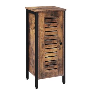 Sideboard, Storage Cabinet, Floor Standing Cabinet, Cupboard, with Louvered Door and 2 Hidden Adjustable Shelves, for Bedroom, Living Room, Study, Kitchen, Hallway, Rustic Brown
