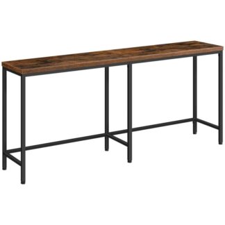 Narrow Sofa Table, 70.9" Entryway Extra Long Console Table, Behind Couch, Skinny Hallway Table for Foyer, Living Room, Bedroom, Rustic Brown and Black