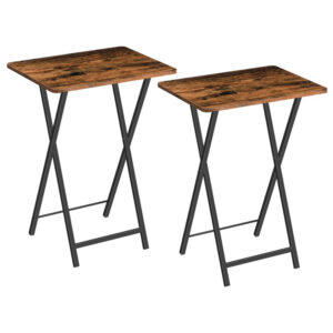 portable tv trays set of 2, folding tv dinner tables, tv tray tables for small space, dining trays for eating at couch and bed, easy assembly, space saving, rustic brown and black