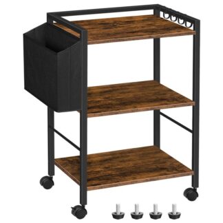 soporte para impresora, grande 3 mesa de impresora móvil de nivel con almacenamiento sobre ruedas, Bajo el escritorio Rolling Impreser Cart Rack con ganchos para la oficina en casa