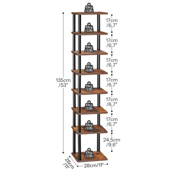 8-Étagère à chaussures étroite verticale à niveaux, Organisateur de rangement pour chaussures peu encombrant, Convient pour placard, Entrée, Couloir & Chambre à coucher