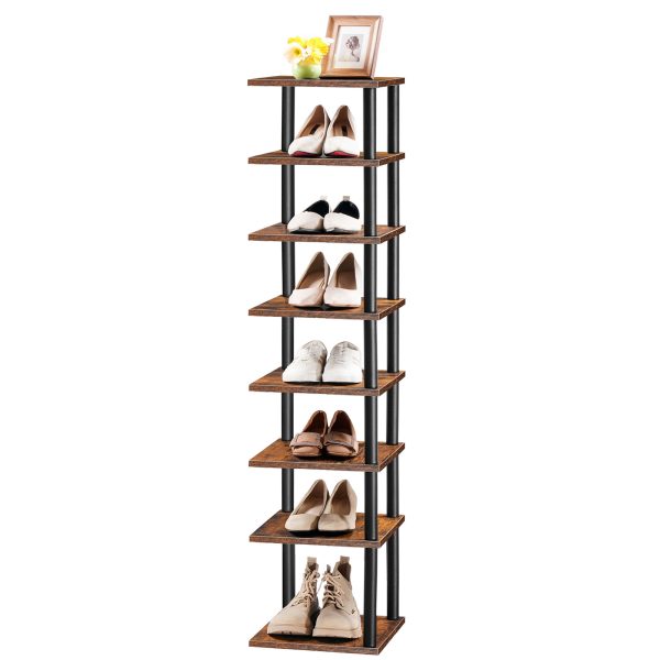 8-Étagère à chaussures étroite verticale à niveaux, Organisateur de rangement pour chaussures peu encombrant, Convient pour placard, Entrée, Couloir & Chambre à coucher