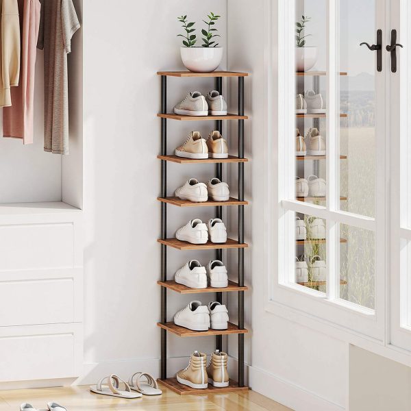 8-Étagère à chaussures étroite verticale à niveaux, Organisateur de rangement pour chaussures peu encombrant, Convient pour placard, Entrée, Couloir & Chambre à coucher