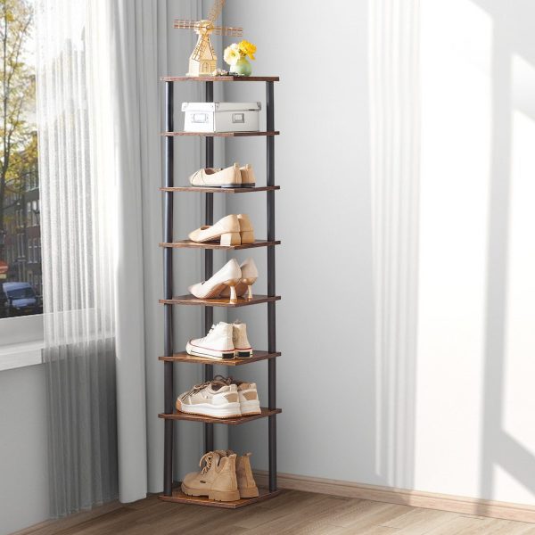 8-Étagère à chaussures étroite verticale à niveaux, Organisateur de rangement pour chaussures peu encombrant, Convient pour placard, Entrée, Couloir & Chambre à coucher