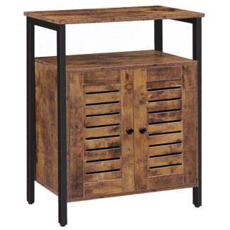 meuble de rangement de cuisine,armoire latérale industrielle avec étagère et porte réglables cachées, armoire debout, adapté à la chambre, salon, étude, cuisine, couloir, marron rustique