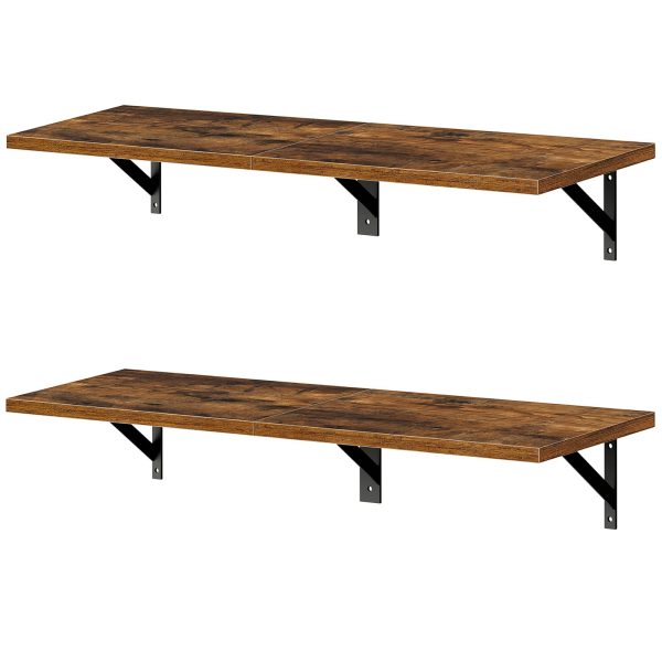 Zestaw pływających półek 2, 76.2cm Półki do przechowywania montowane na ścianie z metalową ramą, Wiszące półki w stylu retro do salonu, Sypialnia, Łazienka & Kuchnia, Rustykalny brąz & Czarny