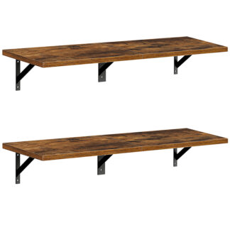 رفوف عائمة, 30 مجموعة رفوف حائط بوصة 2, أرفف التخزين المثبتة على الحائط, الرف الرجعية مع إطار معدني, لغرفة المعيشة, غرفة نوم, حمام, مطبخ, ريفي البني والأسود