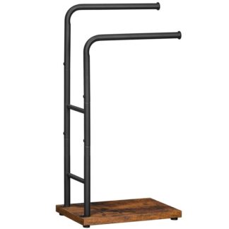 Stehender Handtuchhalter, 40 x 24 X 80.5 cm, Deckenregal mit Regal, Dekorative Rack, Handtuchhalter, Badezimmer, Wäschekammer, Schlafzimmer, Wohnzimmer, rustikalbraun und schwarz