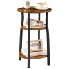 3-Tier Oval Narrow Side Table with Storage, Slim Bedside & Corner Sofa Table, Suitable for Small Spaces, Rustic Brown & Black
