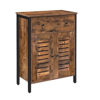 Teollinen säilytyskaappi, Lattiakaappi laatikoilla ja säädettävillä hyllyillä, Lattiakaappi, Senkki, Kaksinkertainen ainutlaatuiset säletysovet, Sopii olohuoneeseen, Opiskelu, Keittiö, Käytävä