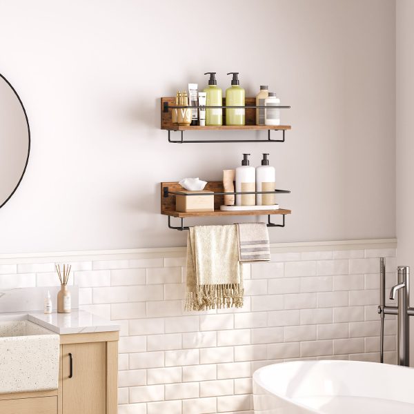 2-Συσκευασία Επιτοίχια Πλωτή Σχάρα Κρασιού, Κρεμαστό μπουκάλι κρασιού & Στήριγμα Stemware, Ράφια αποθήκευσης διπλής στρώσης για σαλόνι, Τραπεζαρία, Κουζίνα, Ρουστίκ καφέ & Μαύρος