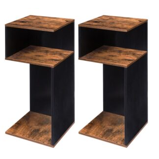 σύνολο από 2 κομοδίνο, πλαϊνό τραπέζι σχήματος S, 3-τραπέζι καναπέδες, τραπέζι τηλεφώνου, τραπέζι του καφέ με ράφι, κατασκευή ανθεκτικής πλάκας, Εύκολο στη συναρμολόγηση, σοδειά