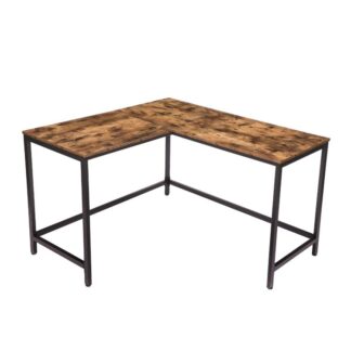 Γραφείο υπολογιστή σχήματος L, Βιομηχανικό γραφείο γραφείου γωνίας, Μεγάλο σταθμό εργασίας για τη μελέτη φορητού υπολογιστή για το Home Office, εξοικονόμηση χώρου, ανθεκτικό μεταλλικό πλαίσιο, ρουστίκ